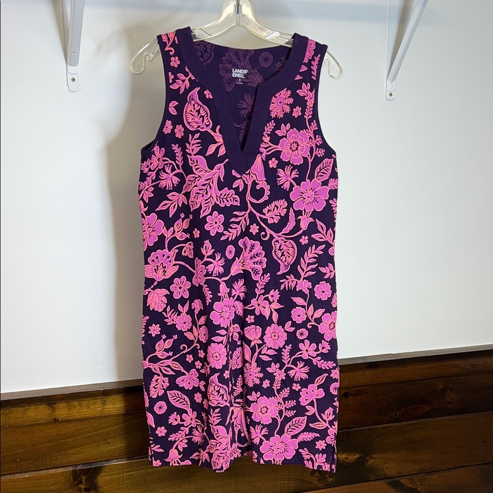 Lands' End‎ Purple Floral Dress- S